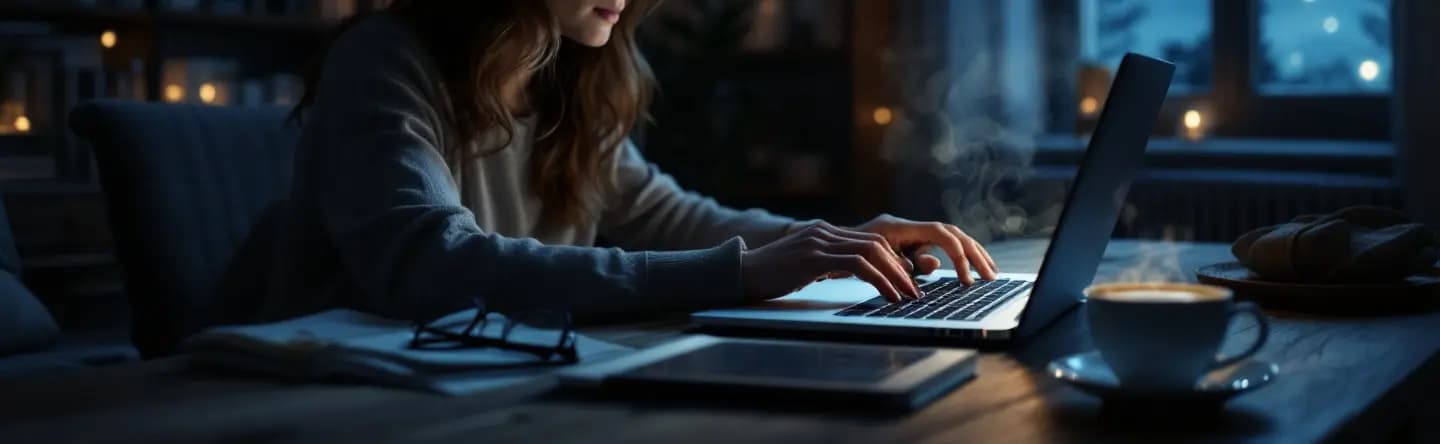 Woman sitting by a computer